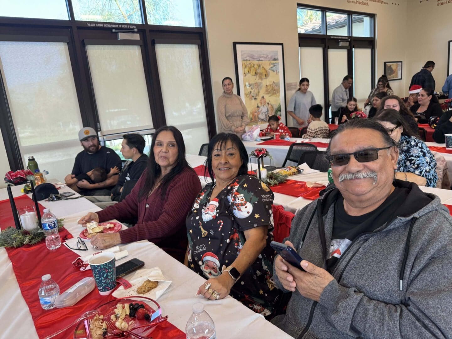People enjoying a festive gathering indoors.