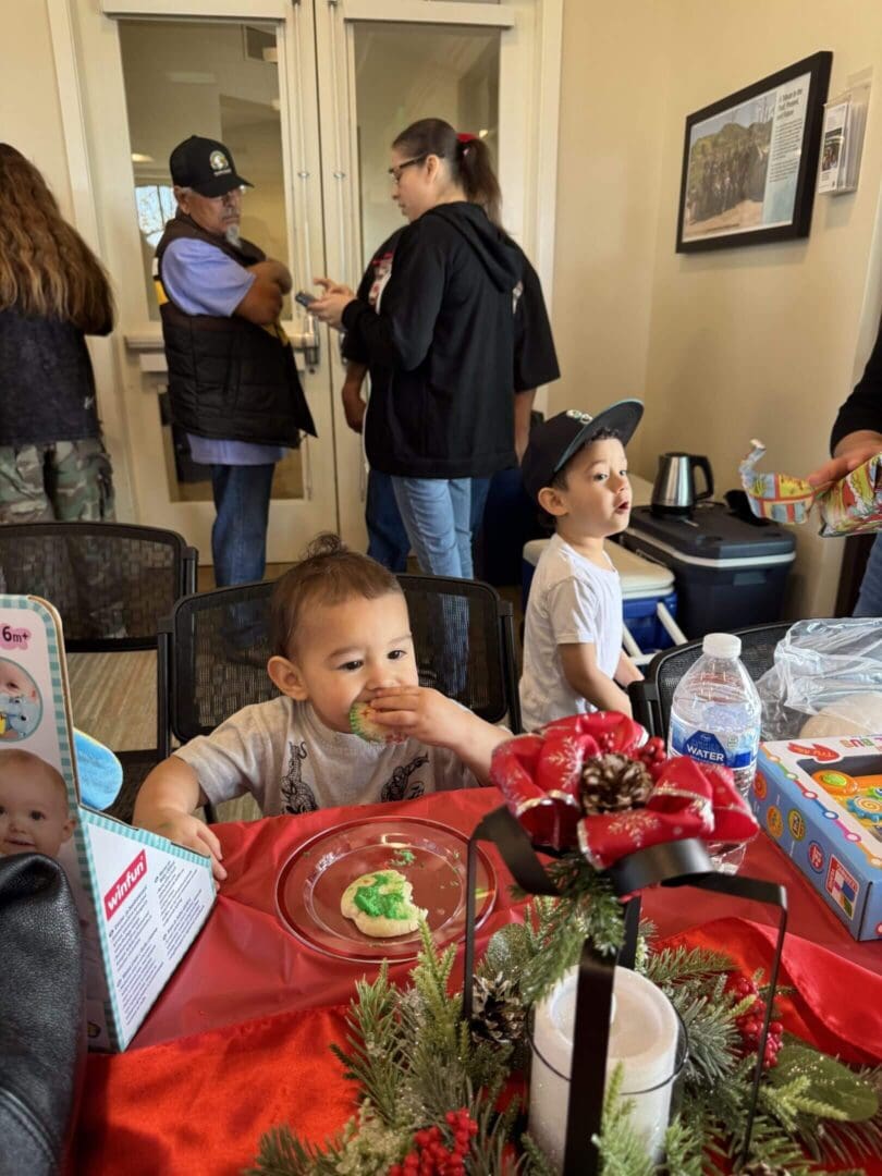 Children enjoying a festive gathering indoors.