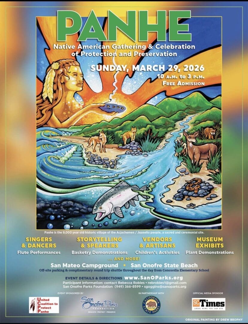 Colorful poster for Native American gathering event.