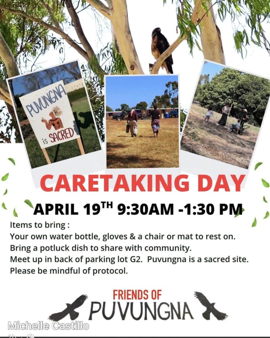 Caretaking Day event poster for Puvungna.